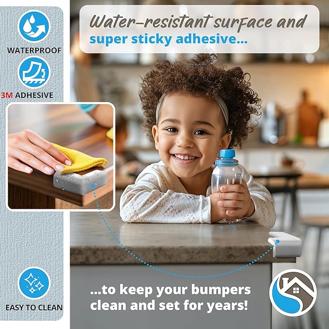 12-Pack Corner Protectors Baby Proof, Furniture Corner and Edge Safety Bumpers, Soft Rubber Foam Cushion Covers, 3M Taped Corner Guards, Baby Child Proofing Pads, Table Corner Protectors, Gray