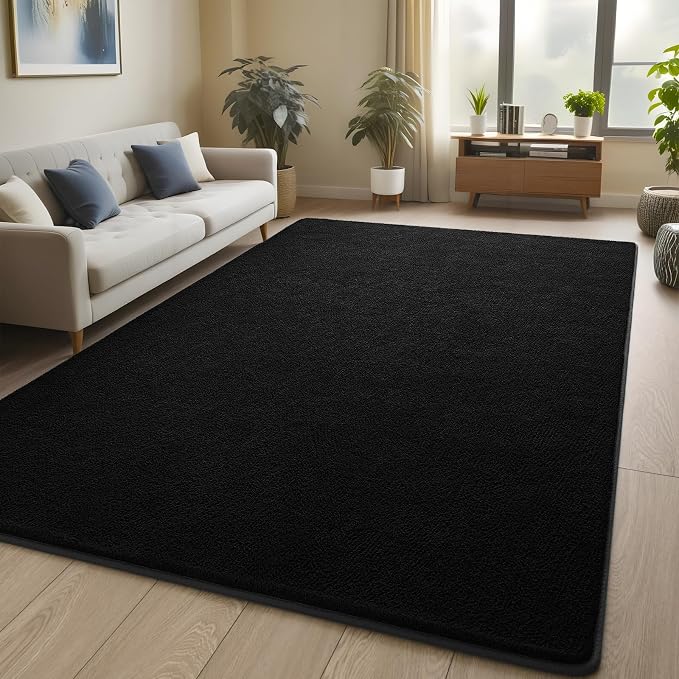 Pettop 5x7 ft Black Area Rugs for Bedroom Living Room, Washable Memory Foam - Image 8