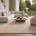 Faux Jute Area Rug 4'x6', Washable & Non-Slip, Taupe & White | 0.27" Low Pile by Unknown