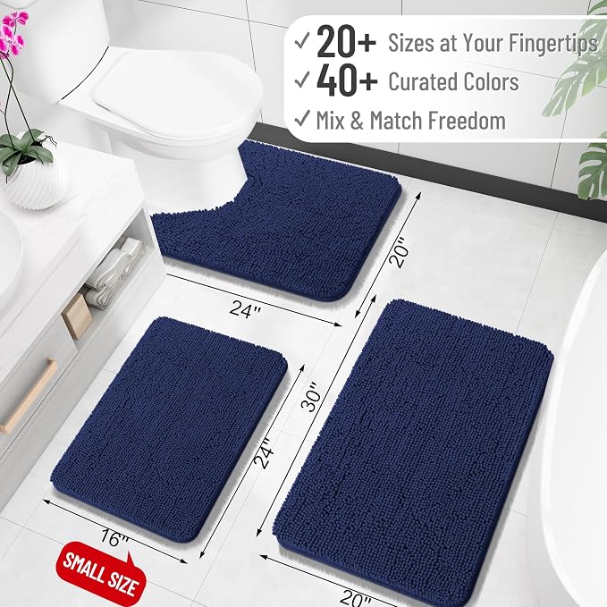 OLANLY Bathroom Runner Rugs 59x20, Soft Absorbent Chenille Bath Rugs, Rubber - Image 2