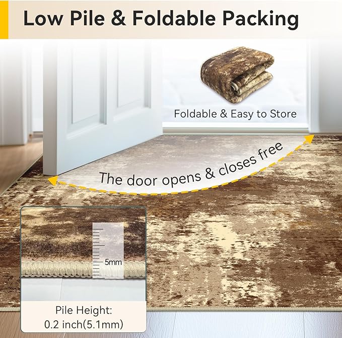 RELEANY Washable Area Rugs Square 8ft Non-Slip Modern Abstract Soft - Image 3