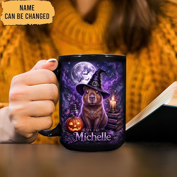 Hyturtle Personalized Halloween Capybara Mug, Custom Name Gift - Image 2