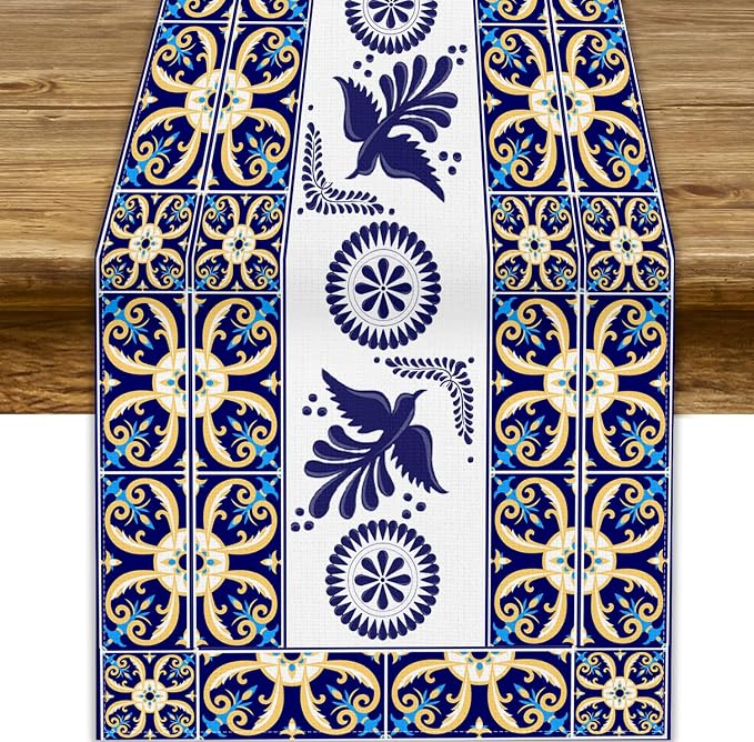 Floral Bird Mexican Table Runner, 13x90 Inch by YCness
