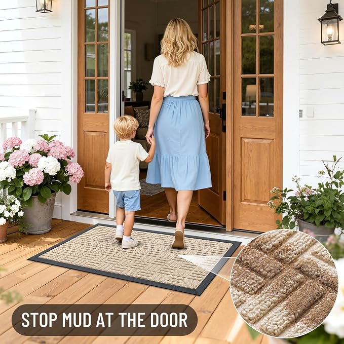 OLANLY Front Door Mat Outside Entrance 47x23, Heavy Duty Sturdy Natural Rubber - Image 7