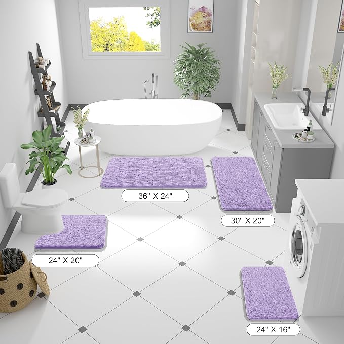 OLANLY Bathroom Runner Rugs 70x24, Soft Absorbent Chenille Bath Rugs, Rubber - Image 8