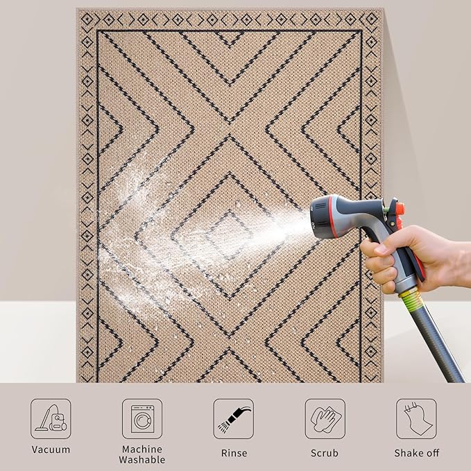 Tangsoo Easy Jute Rug 2x4 Rugs for Entryway, Machine Washable Outdoor Door Mat - Image 4