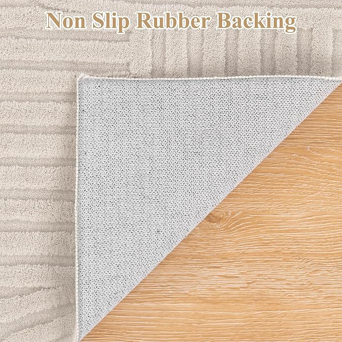 Pauwer 9x12 Washable Area Rugs for Living Room Modern Beige Solid Color Soft - Image 4