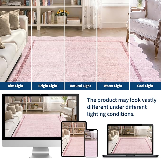 GarveeHome Scalloped Washable Area Rug 4x6 Small Entryway Rug Non Slip Modern - Image 9