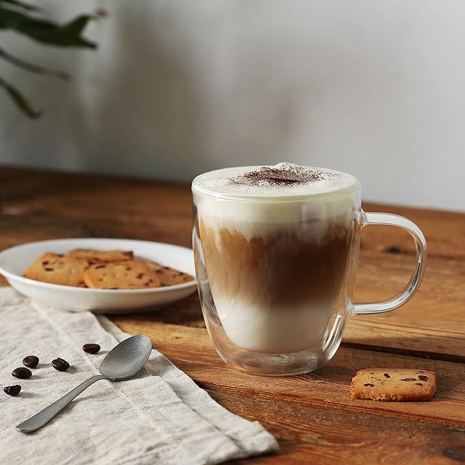 CNGLASS Glass Coffee Mugs 12oz, Double Walled Insulated Cappuccino Mug - Image 5