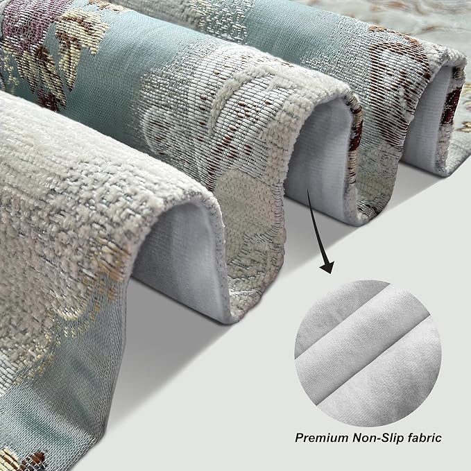 Luxurious Table Runners 98" Long Chenille Jacquard Wedding Decor Baby Blue | - Image 4