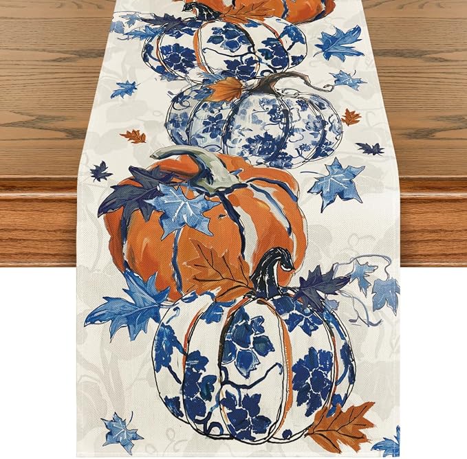 Artoid Mode 210 GSM Fall Table Runner 13x60 Inch Home Party Decor | Pumpkins by ArtoidMode