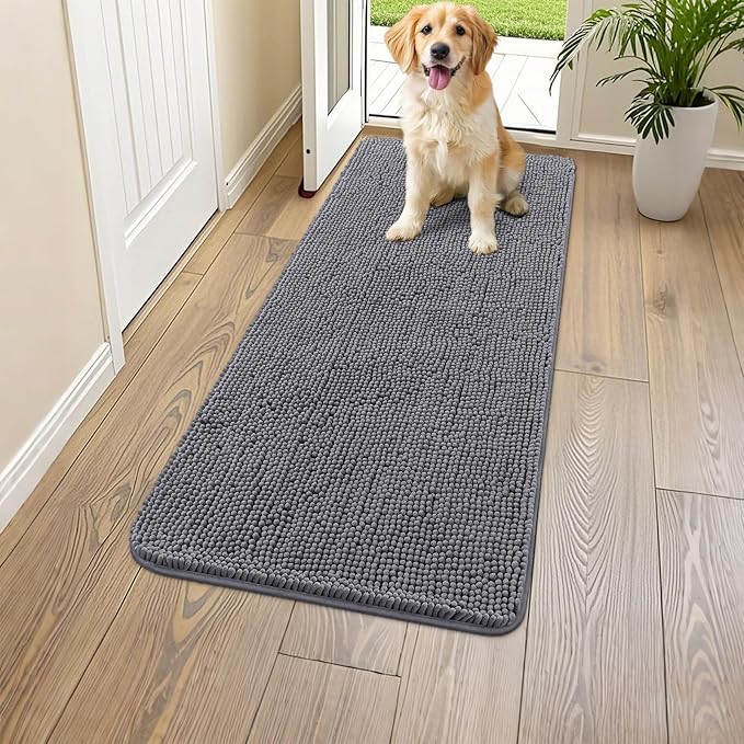 Smiry Dog Door Mat for Muddy Paws 44x24, Absorbent Dirt Trapper, Non-Slip by Smiry