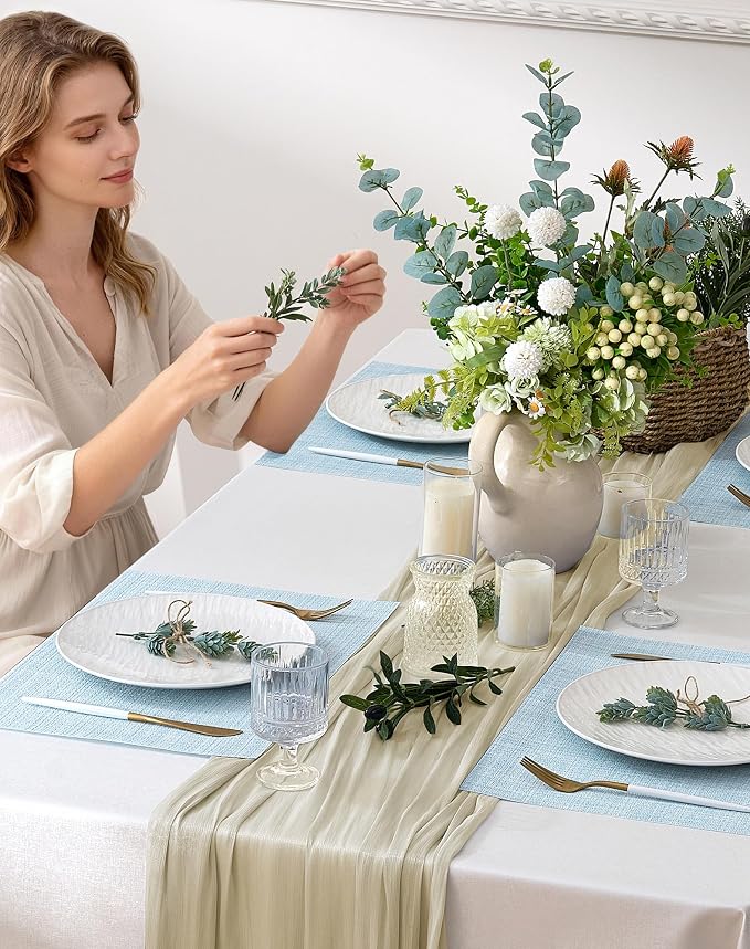 Leetaltree Soft Sky Blue Woven Placemats Set of 4 - Image 3
