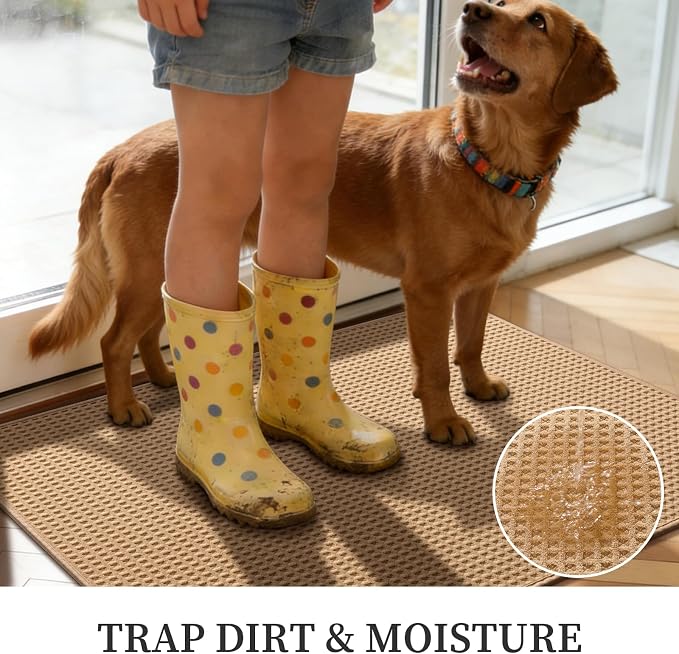 YIHOUSE Indoor Door Mat 20" x 32", Non-Slip Washable Entryway Mat, Dirt Trapper - Image 3