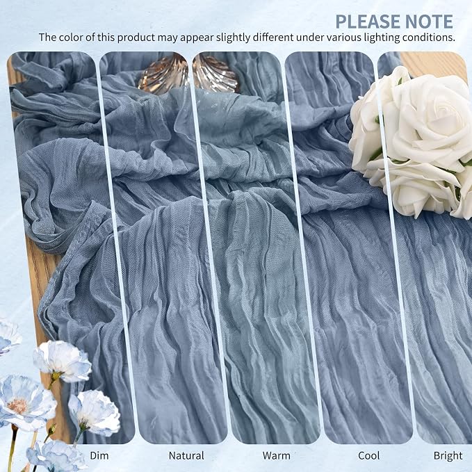 18 Pack Cheesecloth Table Runner 10FT Dusty Blue Table Runner Boho Gauze Cheese - Image 7