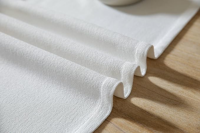 Burlap Style Farmhouse Table Runner, 14x60 Inches White | Thick Durable Fabric - Image 6