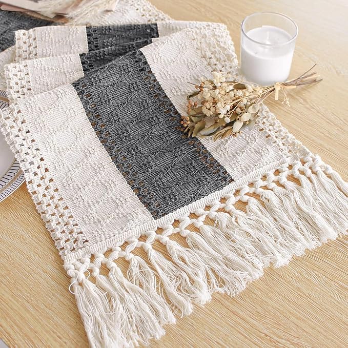 Farmhouse Table Runner for Home Decor 12x72 Grey Fall Home Decor | 72 Inches by FEXIA
