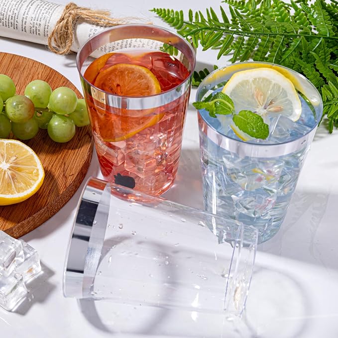 IOOOOO 200 Pack 12 oz Silver Plastic Cups, Plastic Party Wine Glasses Cocktail - Image 8