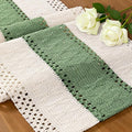 MLMC Ivory & Sage Boho Table Runner Macrame Woven Table Runner 12x36 Inch | by MLMC