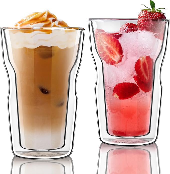 Joeyan Double Wall Glass Tumbler, 16.9oz Tall Insulated Drinking Highball by JoeyanHousehold