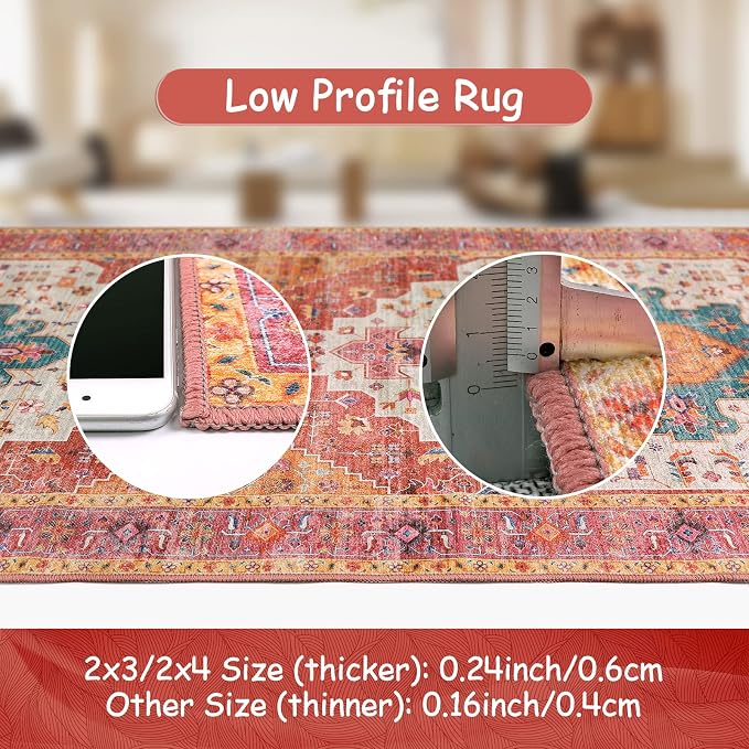 Moynesa Ultra-Thin Washable Vintage Area Rug - Image 5