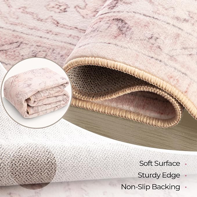 CAPALOCA Machine Washable Rugs Nursery Rug 8x10 Cute Girl Non Slip Low Pile - Image 4
