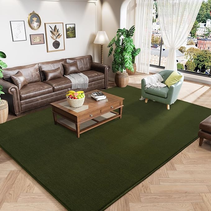 Amearea Large Modern Area Rugs for Bedroom Living Room, 5x8 Feet Olive Green by AmeareaDirect