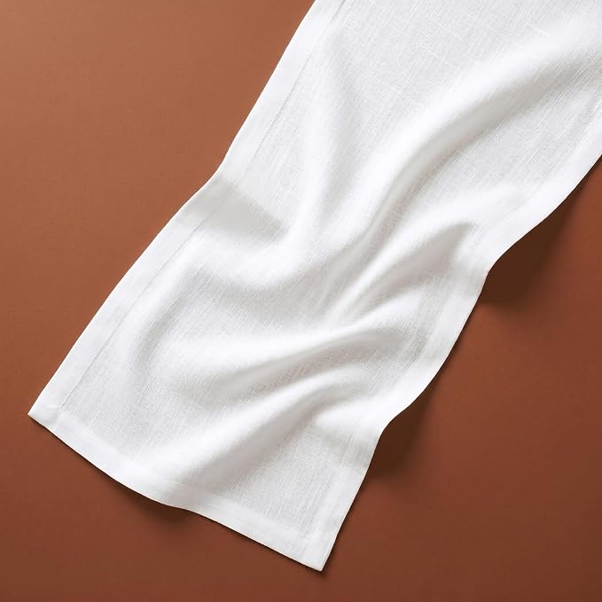 Solino Home 100% Pure Linen Dining Table Runner White, Fete 14 x 90 in Long | - Image 4