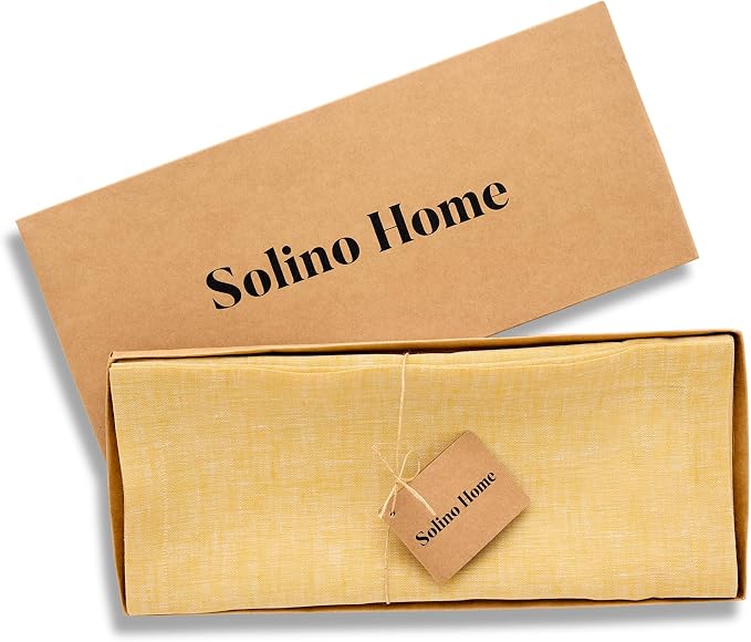 Solino Home 100% Pure Linen Table Runner Mustard Long, Athena 14 x 156 in | - Image 5