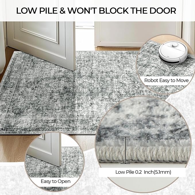 CAPALOCA Machine Washable Rugs Nursery Rug Sq8ft Cute Girl Non Slip Low Pile - Image 5
