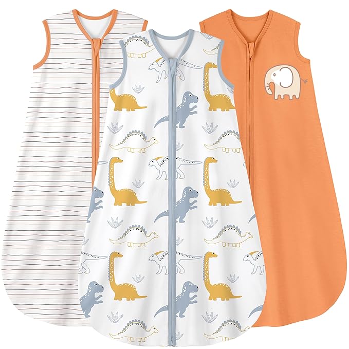 Yoofoss Baby Sleep Sack 18-24 Months Baby Wearable Blanket 100% Cotton 2-Way Zipper TOG 0.5 Toddler Sleeping Sack 3 Pack, Lightweight Sleep Sacks for Babies(X-Large)