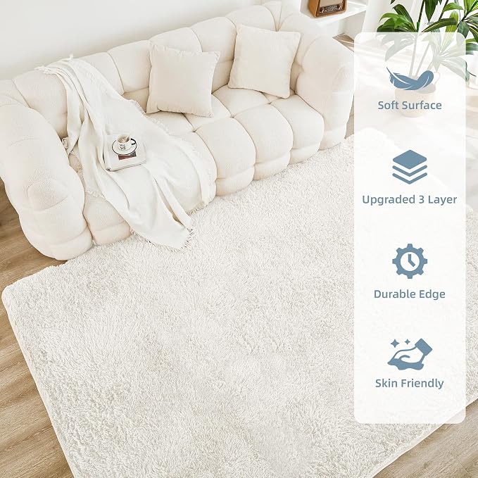 Litanika 6x9 Shag Area Rug for Living Room Bedroom, Non-Shedding Modern Indoor - Image 4
