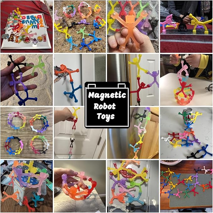 24 PCS Magnetic Travel Toys for Kids, Creative, Portable and Educational, Magnetic-People-Magnet-Men: Cute Robot & Funny Magnets, Small Fidget Toys for Classroom Prizes, Easter Egg Stuffers, Office