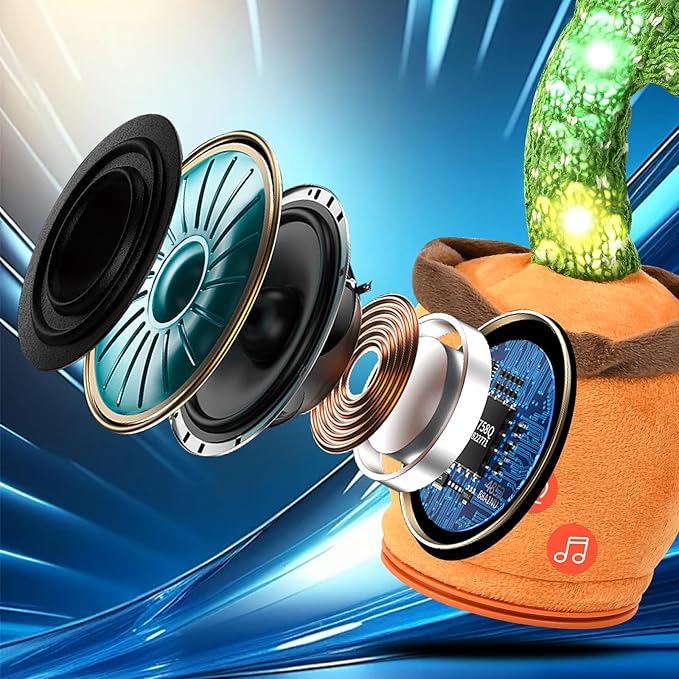 Dancing Talking Cactus Toy for Baby Toddler, Boys Girls Gifts Singing Mimicking Recording Repeating What You Say Baby Toys with 120 English Songs (Adjustable Volume)