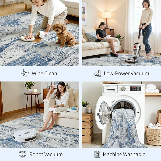 Area Rugs 9x12 Living Room: Large Soft Washable Rug Modern Abstract Anti-Skid - Image 5
