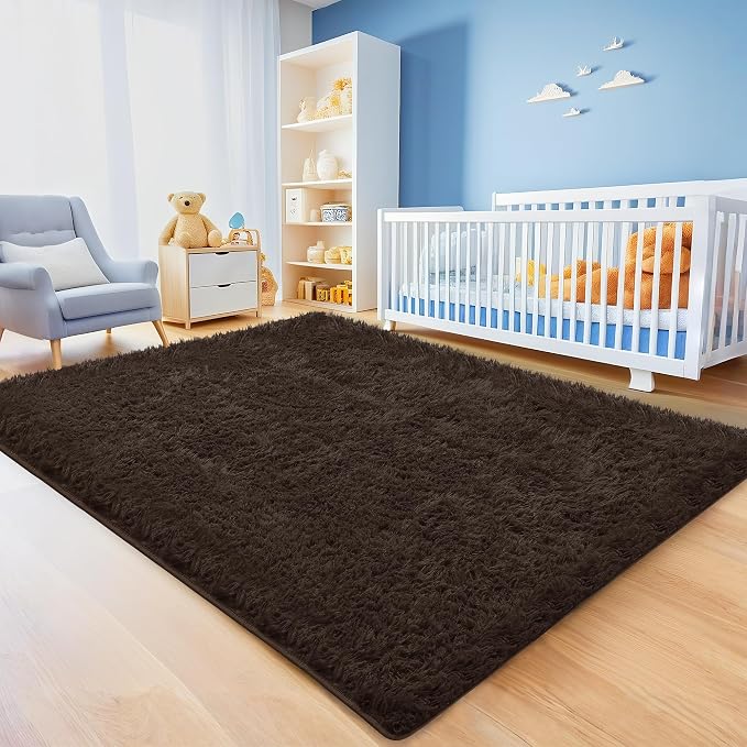 5x7 Brown Area Rugs for Living Room, Fluffy Shag Rug for Bedroom Nursery - Image 4
