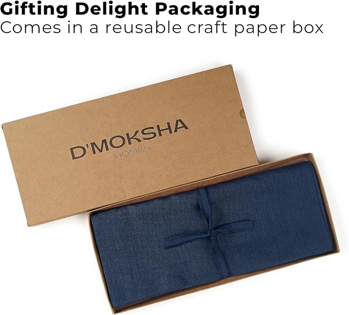 Classic Linen™ by D'Moksha Navy Blue Table Runner 144 Inches Long, 100% Pure - Image 4
