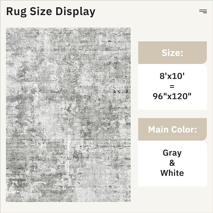 Soalmost Abstract Rug 8x10 Large Living Room Rugs Neutral Modern Washable Area - Image 5