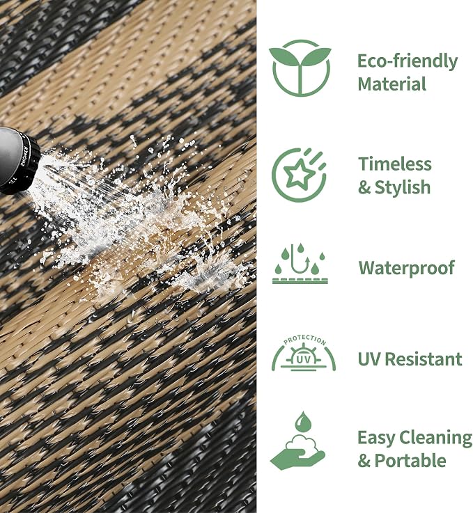 GENIMO Outdoor Rug for Patio Clearance, Lightweight Waterproof RV Camping Mat - Image 5