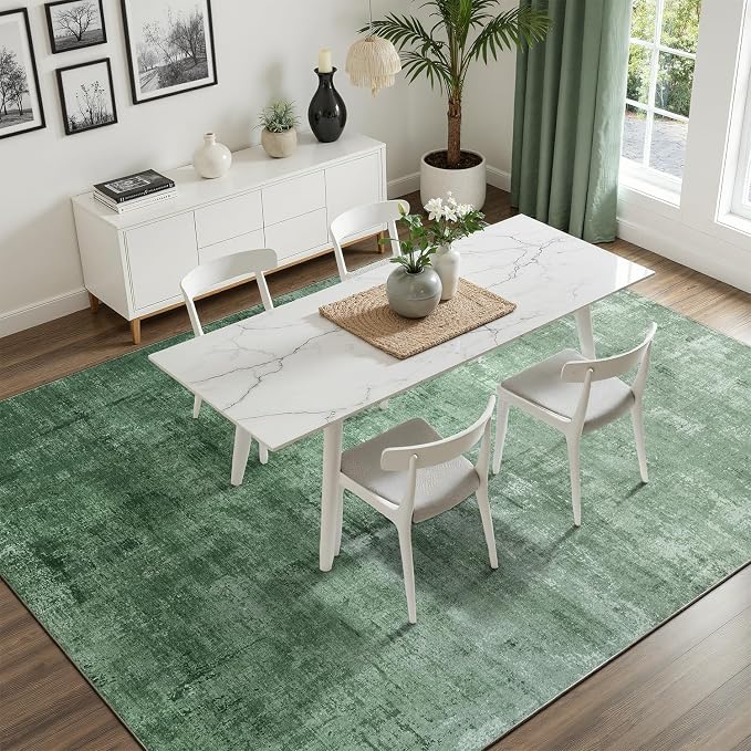 DCX Abstract Area Rug 9x12, Washable Green Modern Rug - Image 3