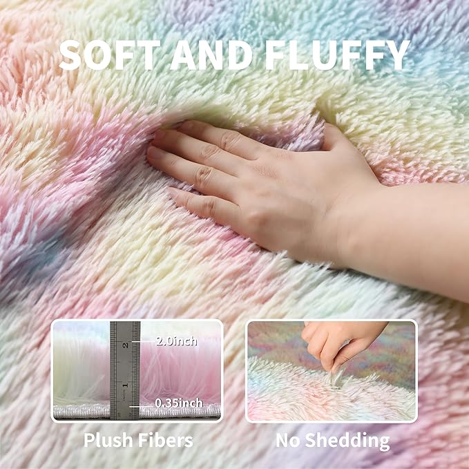 6x9 Rainbow Shaggy Kids Unicorn Rug - Image 3