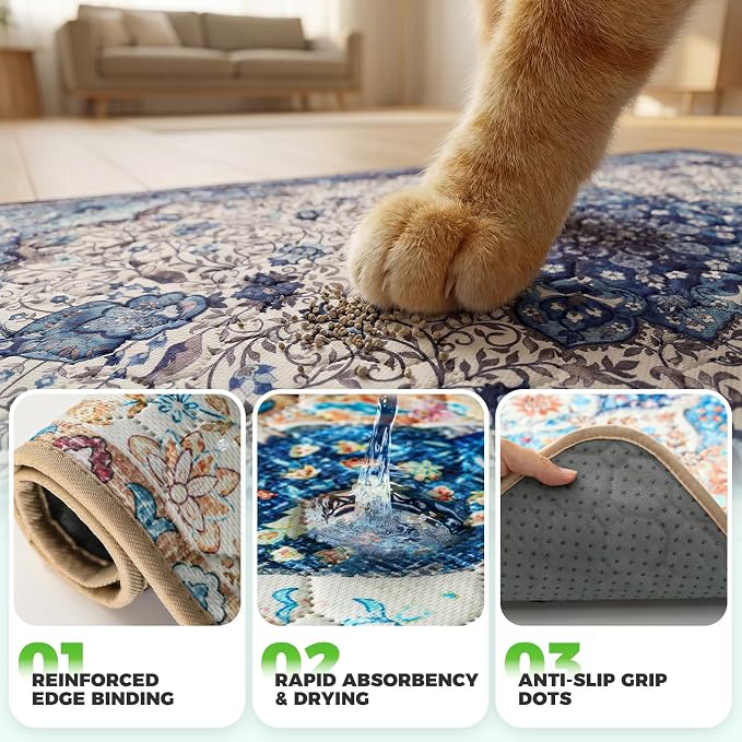 Hompet Cat Litter Mat 2 Pack, 72x72 Large Machine Washable Trapping Mats - Image 5