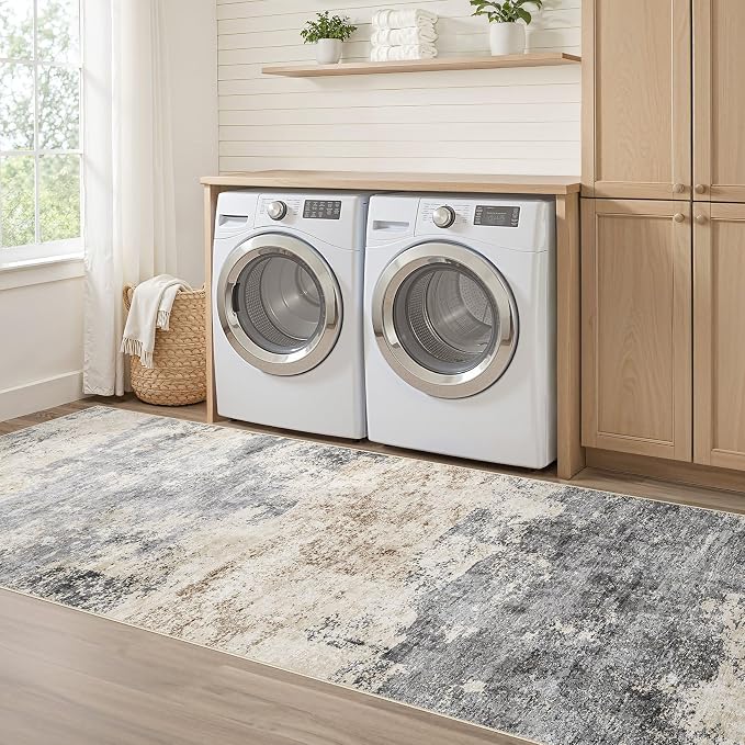 Runner Rug Kitchen Washable Rugs: 3x8 Non-Slip Abstract Soft Modern Stain - Image 7