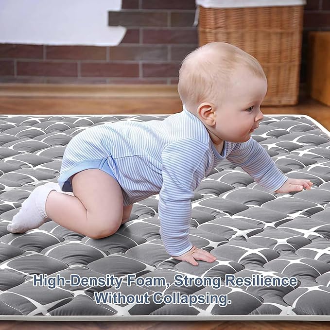 Baby Play Mat - 79" X 71",Premium Thicker Foam One-Piece Crawling Mat, Machine Washable, Extra Large Anti-Slip Activity Playmat for Babies, Toddlers & Infants