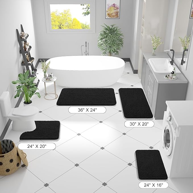 OLANLY Large Bathroom Rugs 40x24, Extra Soft Absorbent Chenille Bath Rugs - Image 2