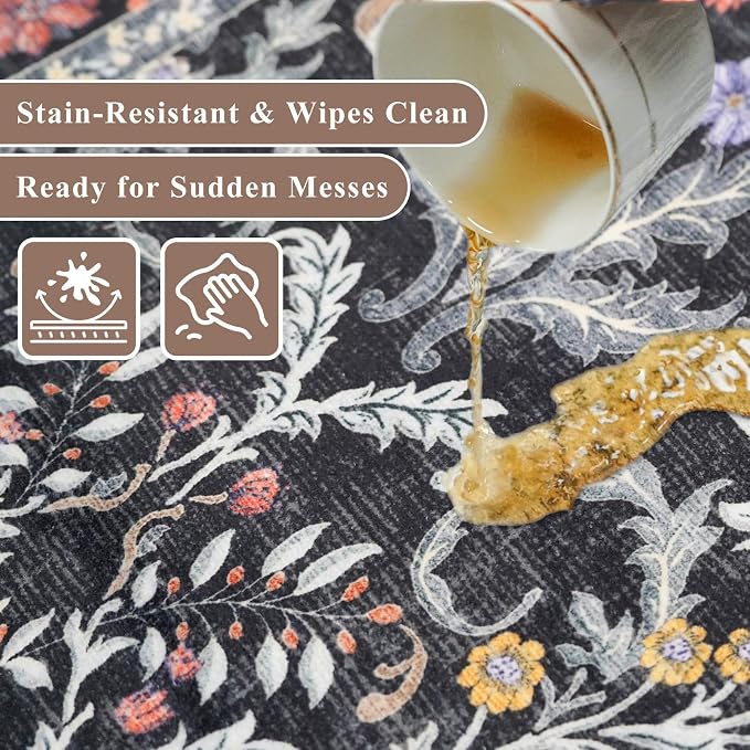 3x6 Washable Non-Slip Kitchen Runner Rug – Vintage Botanical - Image 5