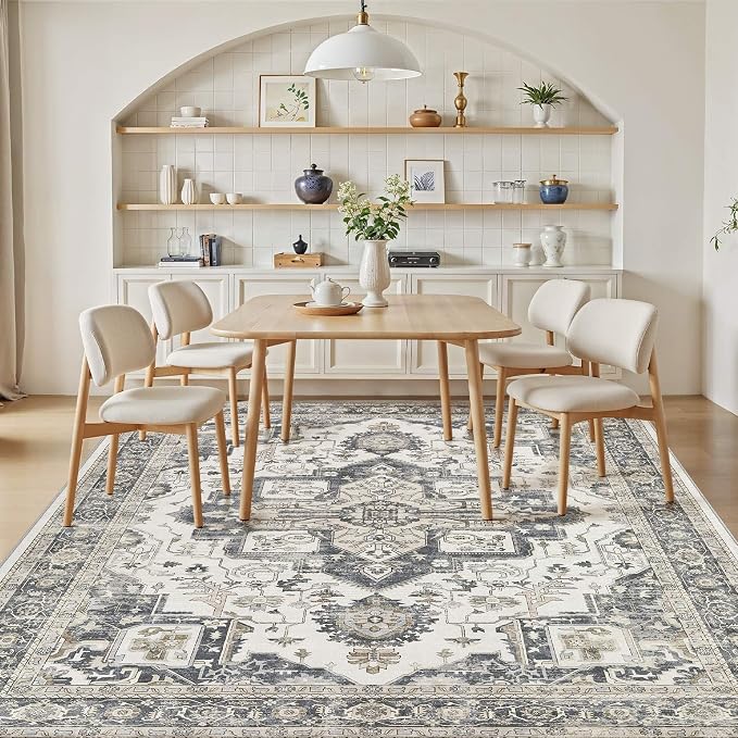 10x14 Area Rugs for Living Room, Washable Non Slip Vintage Distressed Stain - Image 6
