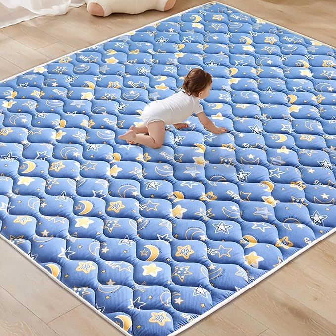 Odorless Premium Foam Baby Play Mat 79" x 59", Soft Microfiber Fabric Crawling Mat for Floor- Comfortable and Hypoallergenic, Non-Slip Cushioned Floor Playpen mat for Infants,Babies,Toddlers