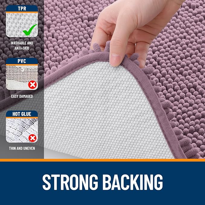 OLANLY Bathroom Runner Rugs 44x24, Soft Absorbent Chenille Bath Rugs, Rubber - Image 6
