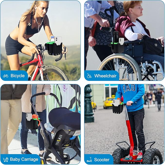 Accmor Stroller Cup Holder with Phone Holder, Universal Cup Holder, Bike Cup Holder, 360° Rotatable Large Caliber Drinks Holder for Stroller, Bike, Wheelchair, Walker